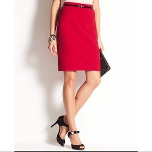 Ann Taylor red slit pencil skirt